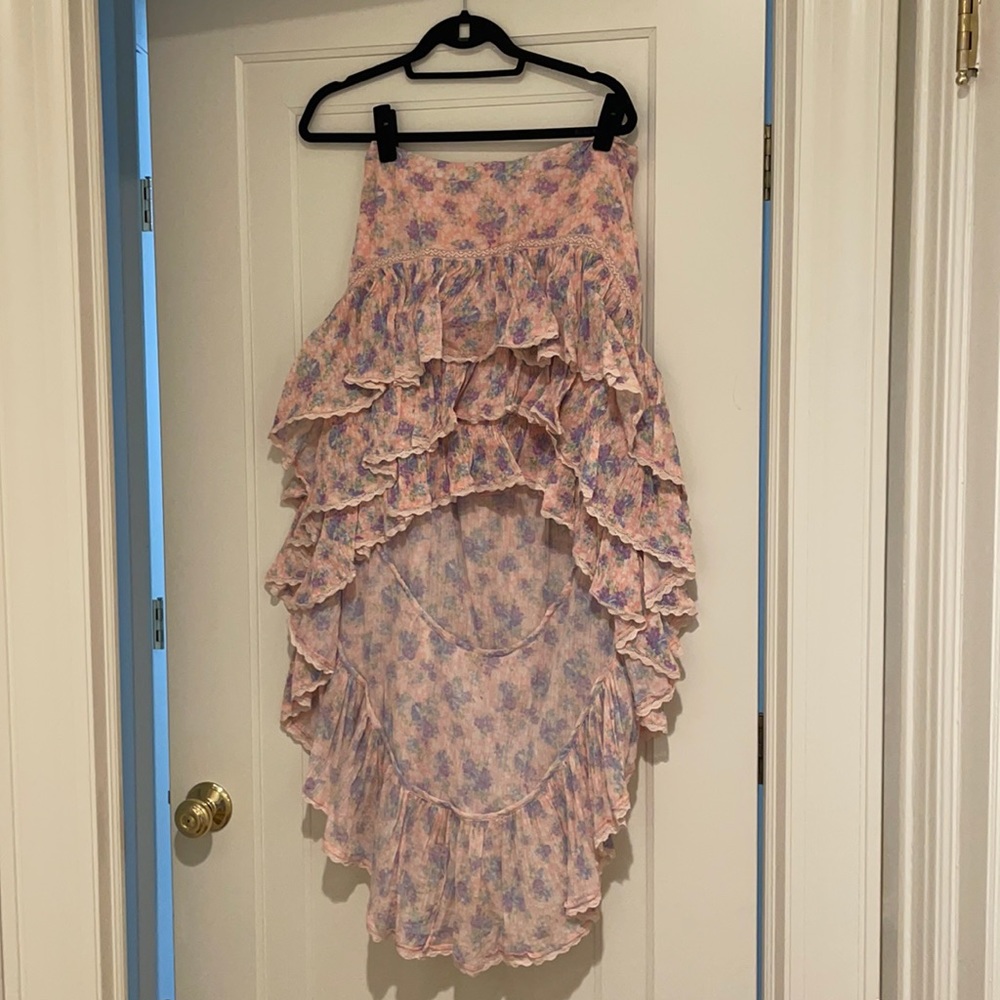 Loveshackfancy high low printed skirt